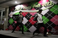 Hsu Cheng Heng from Erasmus University Rotterdam, the Netherlands (left) and Kaoru Yokono (right) from Keio University, Japan perform hip-hop dance.